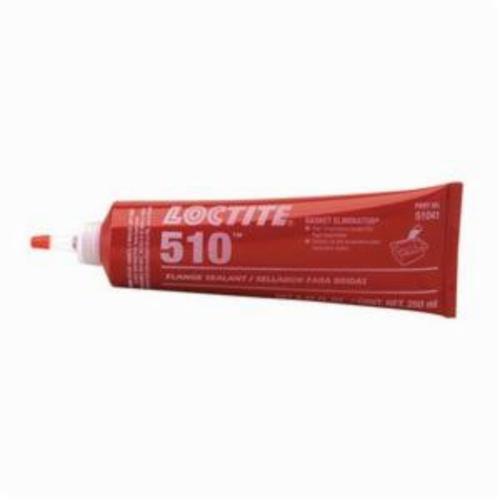 Gasket Sealant, Series: Eliminator® 510™, Tube Container, 250 mL Container, Dimethacrylate Ester Chemical Type, 6 to 48 hr. Unprimed/1 to 6 hr. Primed Drying, 30 min Setting, 4 hr. Curing, Pink, -65 to 400 deg F, 1.1784 Specific Gravity, 8.47 g/L VOC