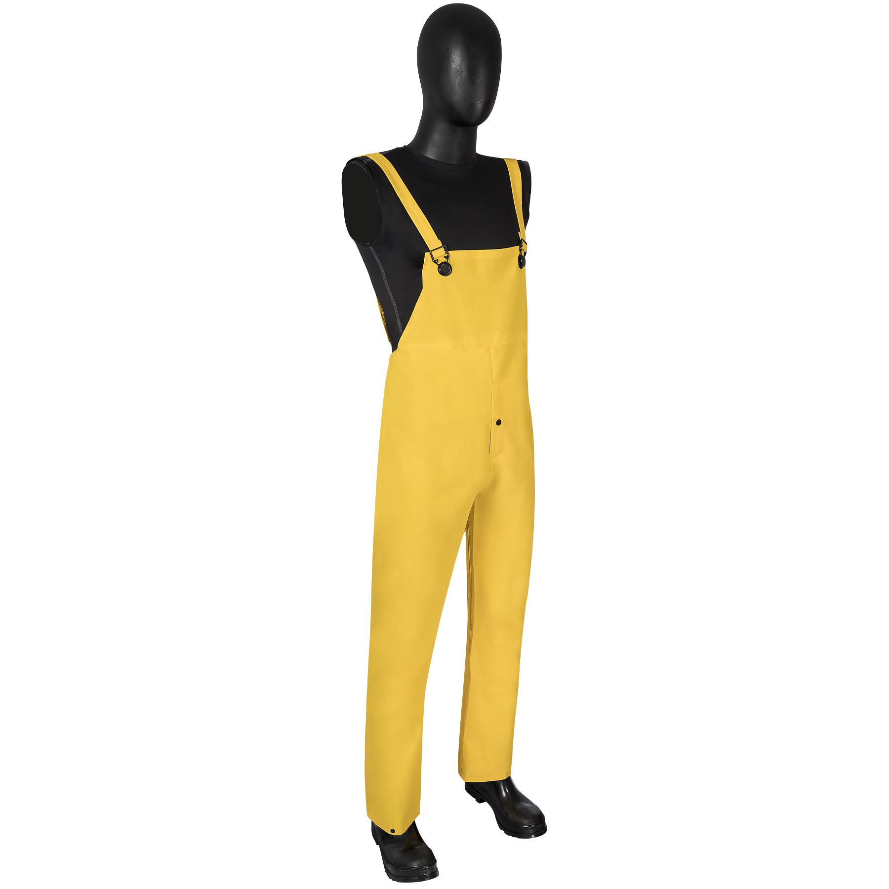 BIB Overall Pant, Waterproof, Series: LC Series, 4XL Size, Yellow, PVC/Polyester, 2 Pockets
