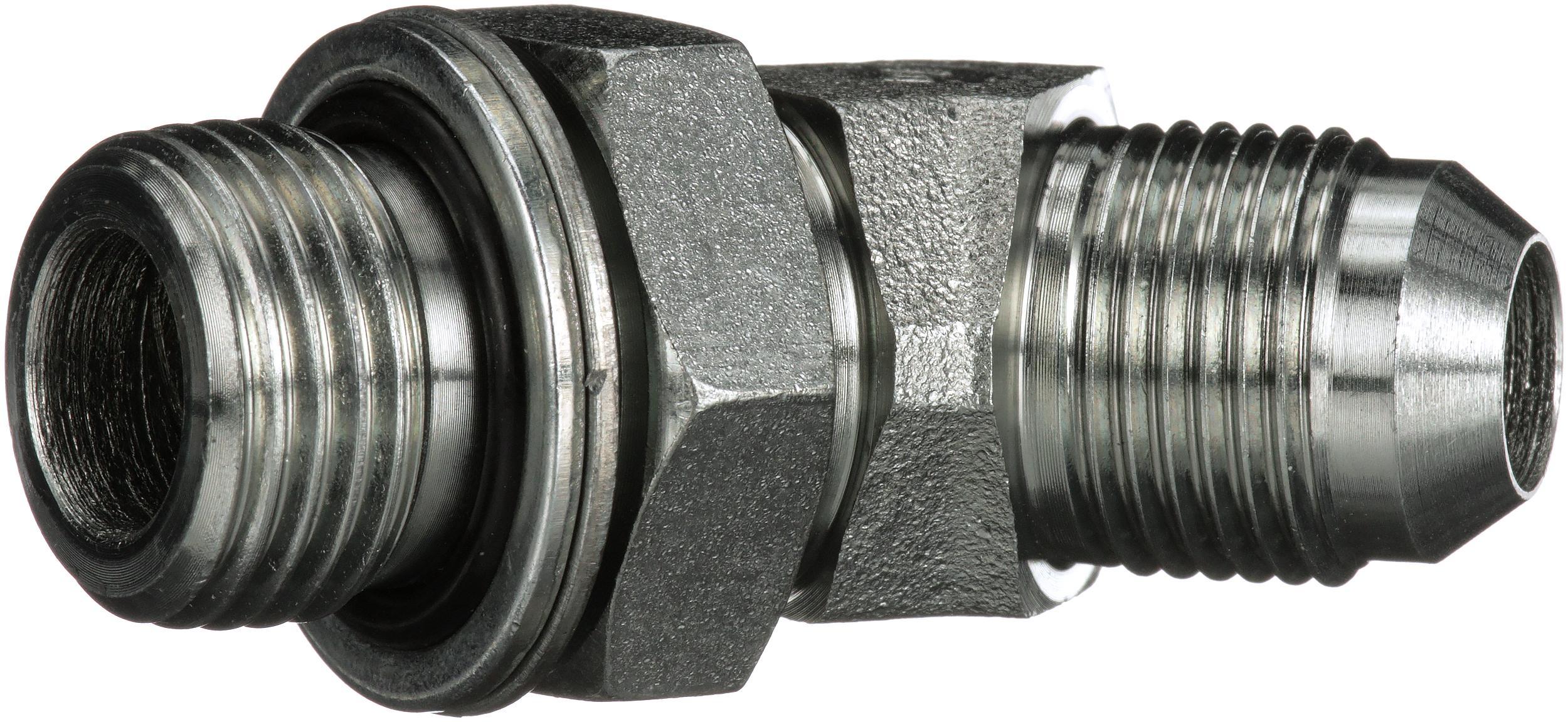 Hydraulic Adapter, Block, Series: G62, 1/8-28 x 7/16-20 Nominal, Male Pipe Parallel x Male JIC 37° Flare End Style, 45° Angle, 6000 psi Pressure, Steel, Import