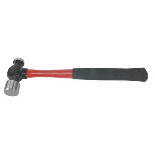 Ball Pein Hammer, 13 in Overall Length, 16 oz Head, Forged Steel Head, Fiberglass Handle, Vinyl Grip