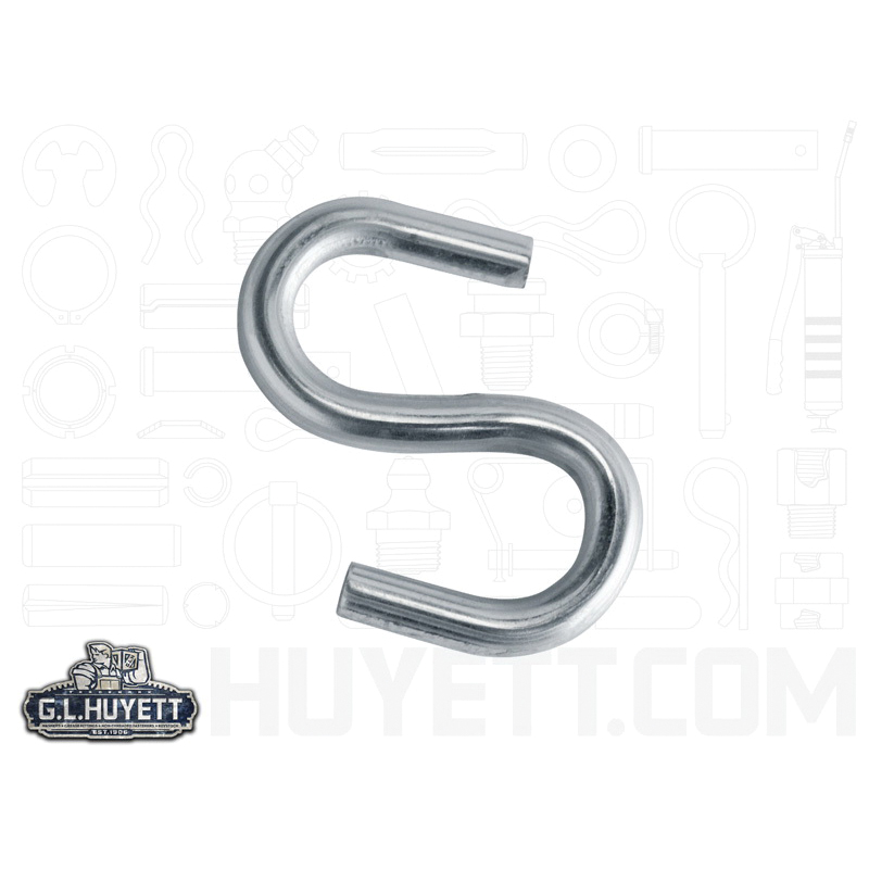 S-Hook, Imperial, 0.162 x 1.438 in, Carbon Steel, Zinc Clear