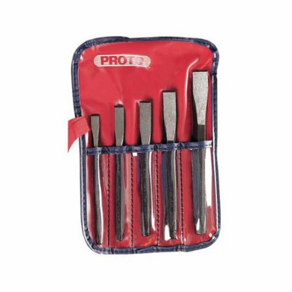 Cold Chisel Set, 5/16 to 5/8 in Chisel, 6-3/4 in Overall Length, 5 Chisels, 5 Piece, Cold, J86A1/4 5/16 x 1/4 x 5-1/8 in, J86A5/16 3/8 x 5/16 x 5-3/8 in, J86A3/8 7/16 x 3/8 x 5-9/16 in, J86A7/16 1/2 x 7/16 x 6 in and J86A1/2 5/8 x 1/2 x 6-3/4 in Cold