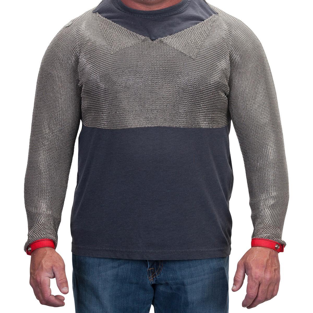 T - Shirt, Mesh, Series: USM-3315, XS Size, Silver, 316 Stainless Steel, 12 in Length, Snap Closure