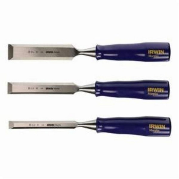 Chisel Set, 1/2 to 1 in Chisel, 3 Number of Chisels, 3 Piece, 1/2 in, 3/4 in and 1 in Chisels Set Contents, Hardened Steel, Blue