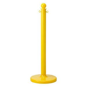 Warning Post, Small Stanchion, 2-1/2 in Post Diameter, 40 in Post Height, Polystyrene Post, Solid Post, Flat/Fillable Non-Conductive Base, 14 Inch Diameter Base, B-900 Polyethylene Base