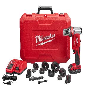 Knockout Tool Kit, 1/2 to 4 in Mild Steel Maximum Cutting, 6 ton Maximum Operating Force, 18 VDC, Lithium-Ion Battery, 2 Ah Battery, 11.7 in Overall Length
