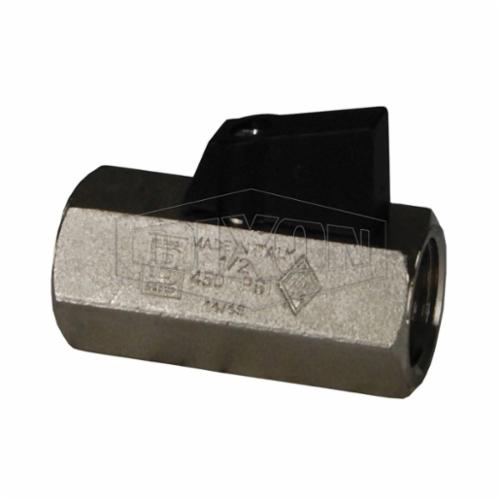 Mini Ball Valve, 1/4 Inch Nominal, FNPT, 450 psi, 330 °F, Standard Port, Brass Body, PTFE Seat Trim, FKM Softgoods
