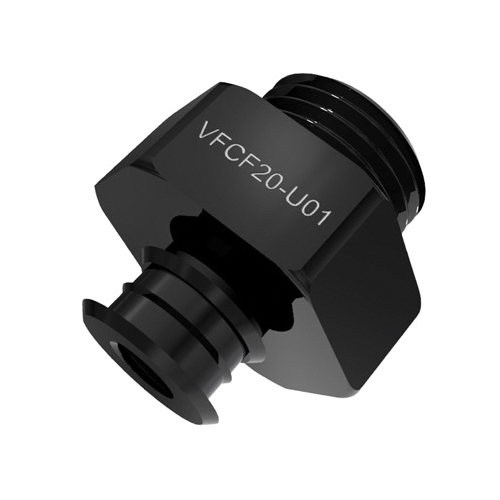 Cup Fitting, Type-C, Series: VFCF, For Use With: VFB, VFBL, VFDB and VFF Series Vacuum Suction Cups, 1/8 in Universal Threaded x M5, Aluminum, Hard Anodized
