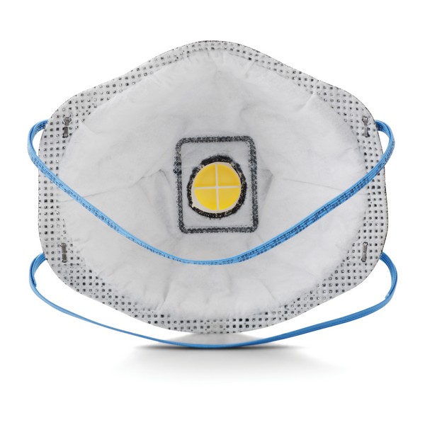 Cup Style Disposable Particulate Respirator With Exhalation Valve and Adjustable M-Nose Clip, Standard, P95, 0.95, Dual Braided Elastic Headstrap, White