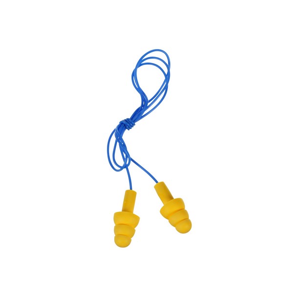 Corded Reusable Ear Plug, Size Universal, 25 dB Noise Reduction, Flanged Polymer, Yellow, 100/Box