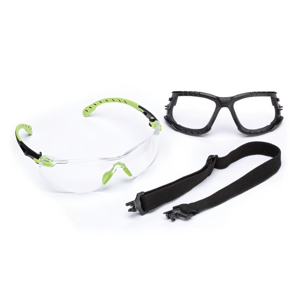 Safety Glasses, Premium, Series: 1000, Anti-Scratch/Anti-Fog Lens Coating, Clear Lens, Half-Frame, Green/Black Frame, Plastic Frame, Polycarbonate Lens, Yes % UV Protection, Removable Temple, Specifications Met: ANSI Z87.1-2015