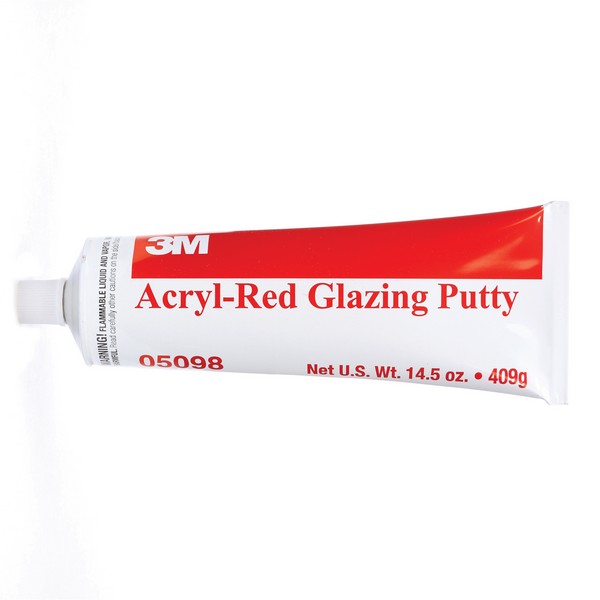 Glazing Putty, General Purpose, Tube Container, 14.5 oz Container, Composition: Talc, Toluene, n-Butyl Acetate, Magnesium Carbonate, Benzoate Plasticizer and Nitrocellulose, Liquid Form, 2 min Application Time, Red, Solvent Odor/Scent, 1.51 to 1.56 S