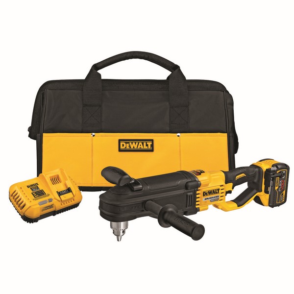 In-line Stud and Joist Drill Kit, Brushless Right Angle, Kit, 1/2 in Chuck, Keyed Chuck, 0 to 400/0 to 1320 RPM Speed, 2 Speed, 60 VAC, Yellow, 21.3 in Overall Length, 6.95 in H Dimensions