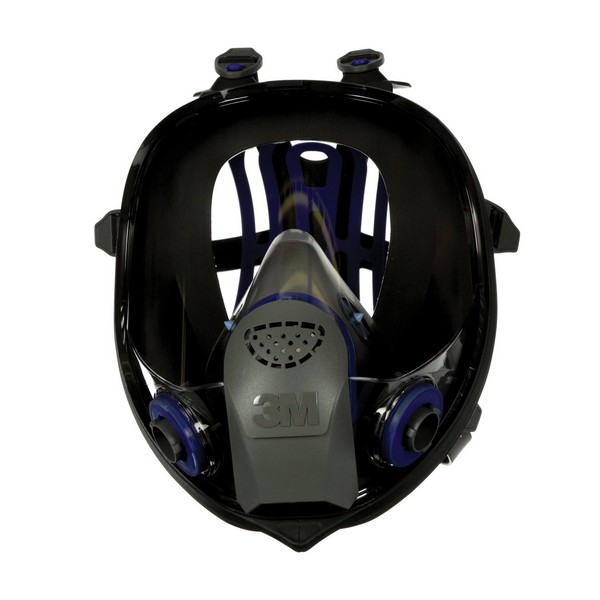 Full Face Respirator, Reusable Ultimate FX, Dual Cartridge Filters and Cartridges, 6-Point Suspension, Bayonet Connection, Silicone, Black/Blue