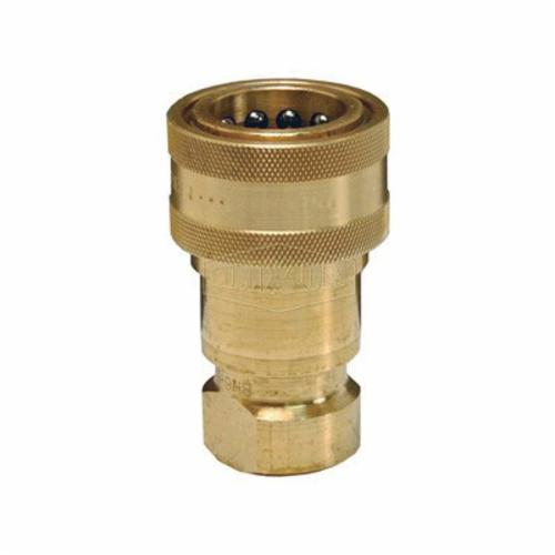 Poppet Valve Coupling, Interchange, Series: H Series, 1/2-14 Nominal, FNPT, 2-27/32 Inch Length, 1000 psi, Brass, 1-3/4 Inch Diameter, Domestic