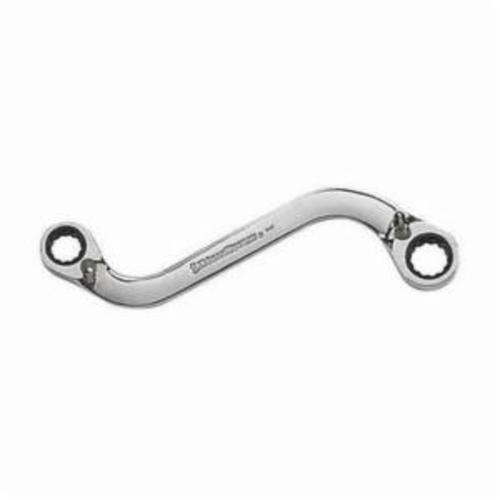 Box End Wrench, Reversible, Ratcheting Wrench, 10 x 12 mm Wrench Opening, 12 Points, 5.217 in Overall Length, 0° Offset, 0.906 x 0.78 in Box End Width, 0.339 x 0.303 in Box End Thickness, S-Shape Handle Bend, High Alloy Steel, Polished Chrome