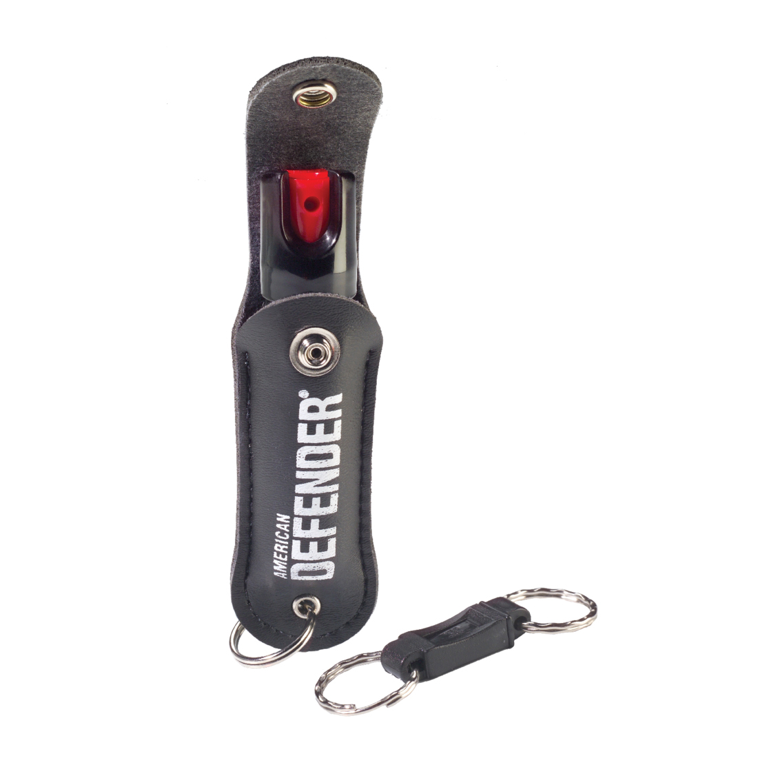 Pepper Spray, Series: American Defender®, 0.5 oz Container, Portable Canister Container, Red/Black Holster, Composition: Oleoresin Capsicum, Diethylene Glycol Monobutyl Ether, Propylene Glycol, Nitrogen (Propellant)