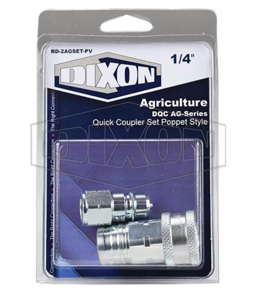 Poppet Coupler and Plug Set, Series: AG Series, 1/4 in Nominal, NPTF End Style, Steel