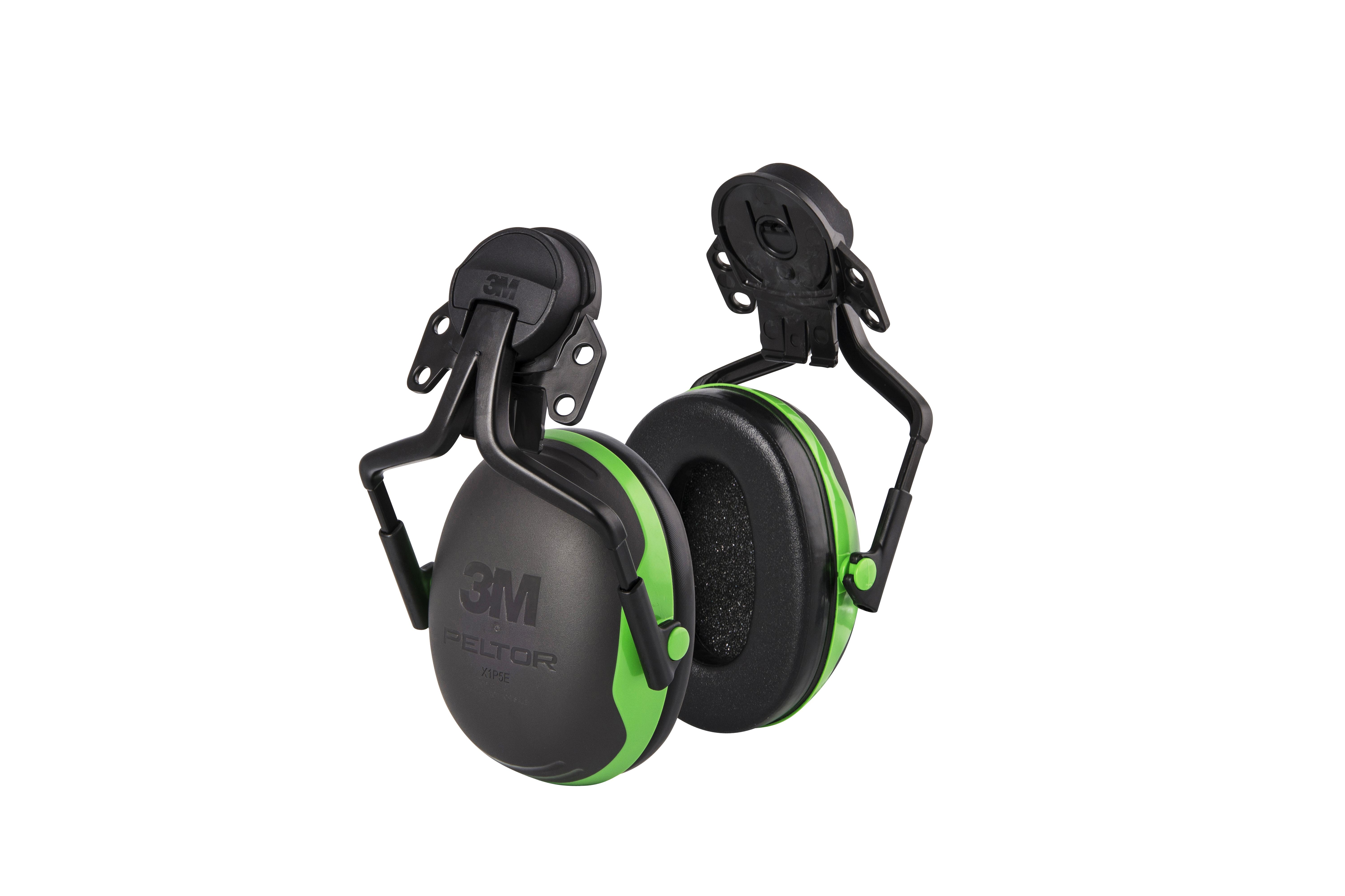 Earmuff, Hard Hat Attached, Series: X Series, 21 dB Noise Reduction, Black/Green, Foam Plastic Metal