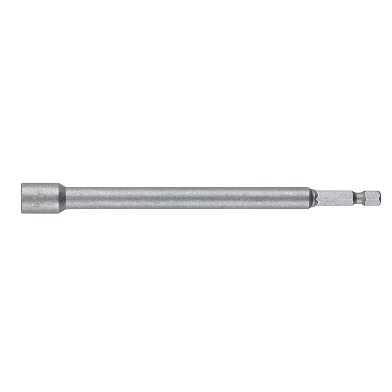 Nut Setter, Magnetic Tip, 1/4 in Shank, Hex Shank, 1/4 in Hex, 6 in Overall Length, 5/16 in Dia, Steel