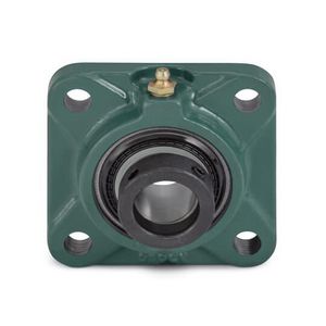Ball Bearing Unit, Series: 210, 2 Inch Bore, 4.38 Inch Bolt Center-to-Center Length, 4-Bolt Base Flange Mounting, 5.63 Inch Overall Length/Diameter, 2.33 Inch Overall Depth, 5.63 Inch Overall Height, Eccentric Collar Locking Device, Steel Bearing, Nitrile Rubber Seal, 7891 lb Dynamic/5213 lb Static Load, 4500 RPM Maximum, Powder Coated