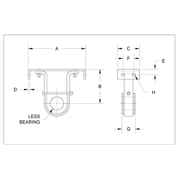 U-Trough Hanger, 9 Inch Diameter, 2 inch Shaft Size, Style 216, With Oil Pipe, Carbon Steel