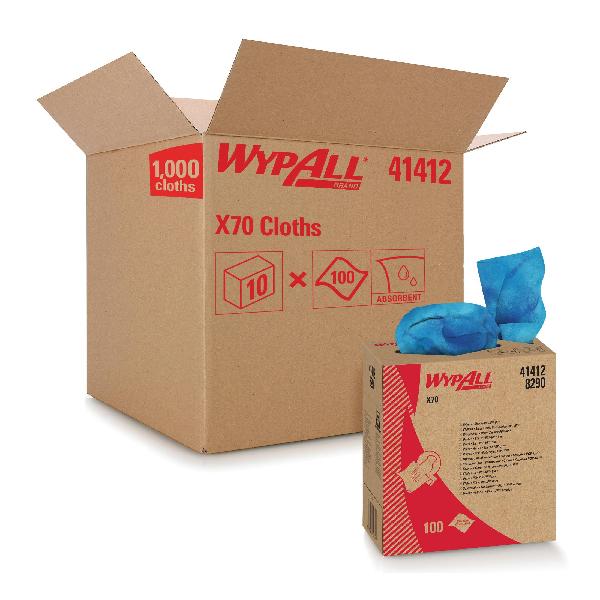 Cleaning Wiper, Long Lasting Reusable, Series: X70, 9.1 x 16.8 in, 100 Sheets Capacity, Blue, Hydroknit*