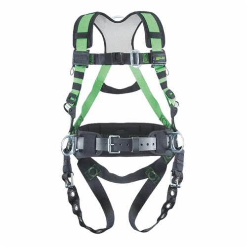 Harness, Series: Revolution™ R10CN-TB, Universal Size, 400 lb Load, 5000 lb Tensile Strength, Tongue Leg Strap Buckle, Polyester Strap, Full Body Style, Steel Hardware, Green