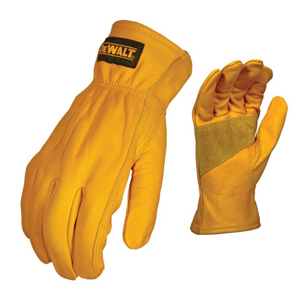 General Purpose Gloves, Premium, Series: DPG32, Drivers Glove, L Size, Split Leather Palm, AB-Grade Leather, Yellow, Keystone Thumb Style, Slip-On Cuff, Elastic Back Closure, Resists: Abrasion