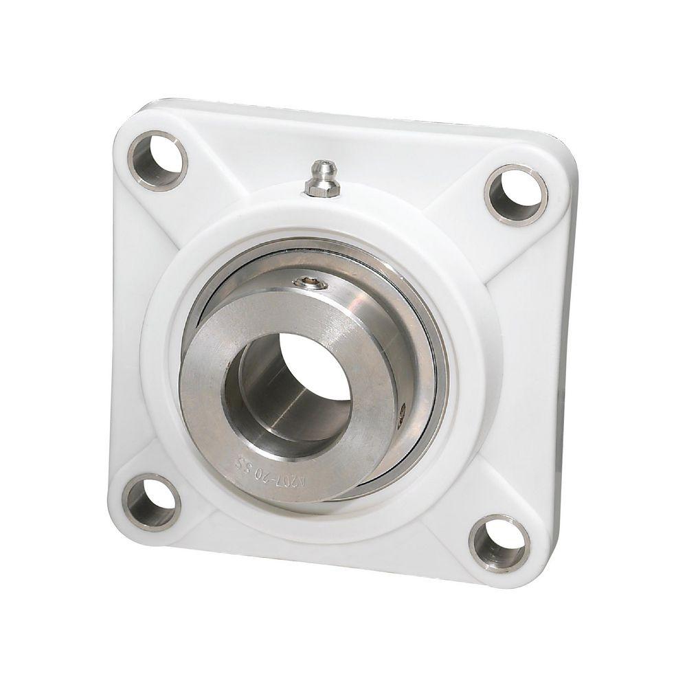 Flange Mount Ball Bearing Unit, Non-Relubricatable, Series: SNATF, 1.5 in Bore, 2-Bolt Flange Mounting, 130 mm Overall Length/Diameter, Eccentric Collar Locking Device, Thermoplastic Bearing