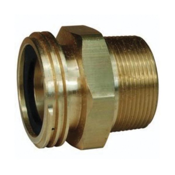 Adapter, Straight, For Use With: LP Gas Hose, Specifications: 2-1/4 Inch Male x 1-1/2 Inch MNPT x 1 Inch FNPT, Brass