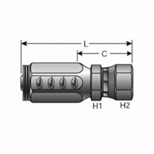 Hydraulic Coupling, Straight, 1/2 Inch Hose ID, 13/16 Inch Stem Hex, 3.24 Inch Length, Steel