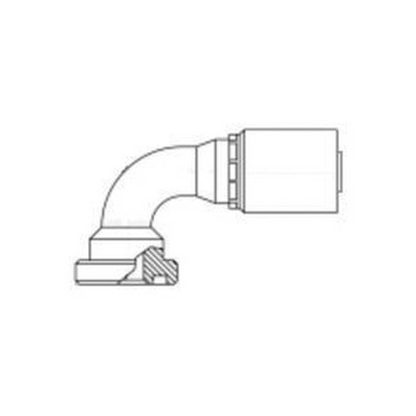 Hydraulic Hose Elbow Fitting, 1-Piece Non-Skive, 1-1/2 in ID Hose, 2 in, Code 62 Flange x Hose, 90 deg, 3.13 in Dia Flange