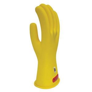 Voltage Gloves, Series: GC0Y, SZ 10 Size, Rubber Palm, Rubber, Yellow, ASTM Class: Class 0, 1000 VAC, 1500 VDC Maximum Use