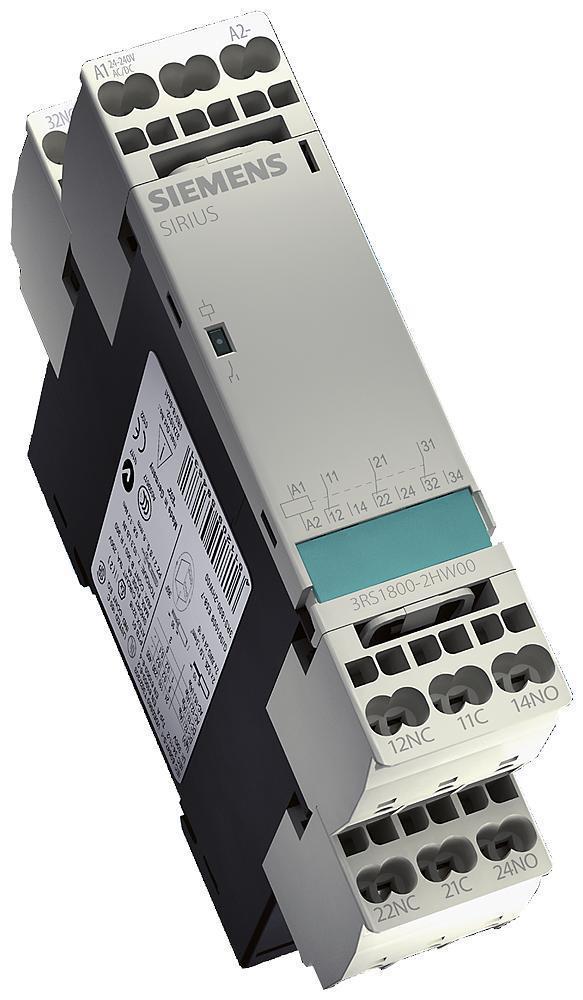 Interface Relay, Coupling Fixed, Series: 3RS18, 50/60 Hz Frequency, 24 to 240 VAC/VDC Coil, 3CO ContForm, DIN Rail/Snap-On/Threaded Mounting, Spring Loaded Terminal, IP20 Enclosure, 103 mm H x 22.5 mm W x 91 mm D Dimensions