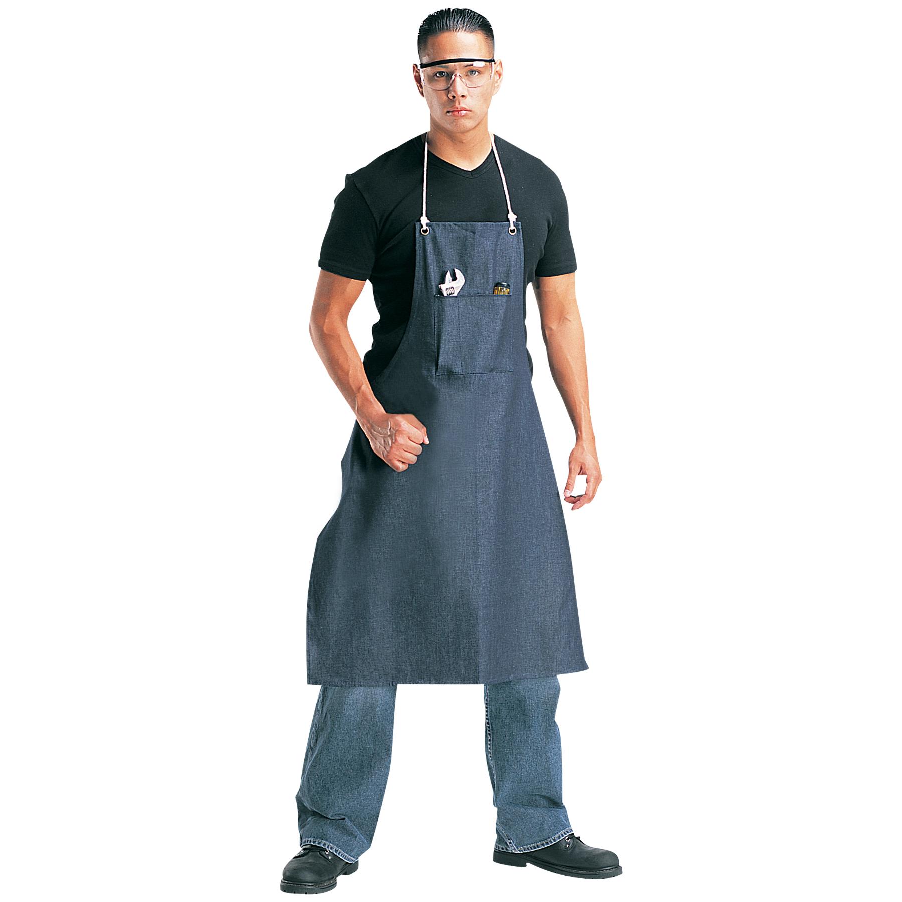 Apron, Non-Slip, Series: SAF, Blue, Denim, 36 in Length, 28 in Width, 1 Pockets