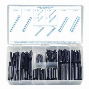 Roll Pin Assortment, 300-Pieces, Spring Steel, Plain