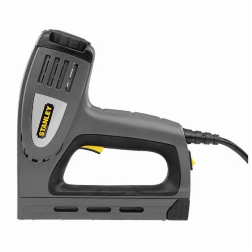 Staple and Brad Nail Gun, Heavy Duty, Series, Narrow Crown, Crown Width, 1/4 to 9/16 in Leg Length, Staple Capacity, Throat Depth, 7-1/4 in Overall Length, Overall Width, Type of Power, Plastic, Finish, Black/Gray