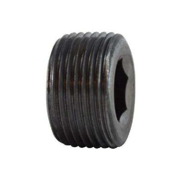 Countersunk Plug, Hex Socket, Plug Fitting/Connector Type, 1 Inch Nominal Size, NPTF, 3/4 Inch Length, 1010 Carbon Steel, Black Oxide, Domestic