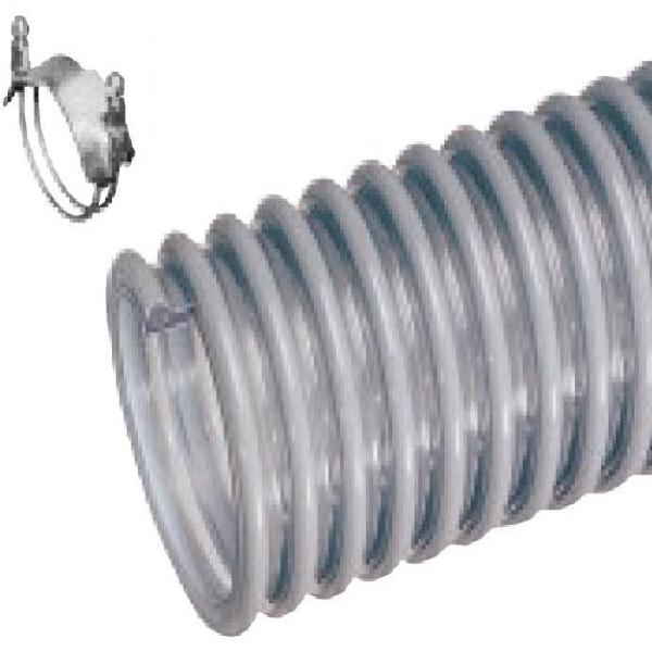 Suction Hose, Heavy Duty, Series: W, Hose End Style, 3 in ID, 3.64 in OD, 100 ft Length, 45 PSI Working, -4 to 150 F, PVC Tube, Transparent, Domestic