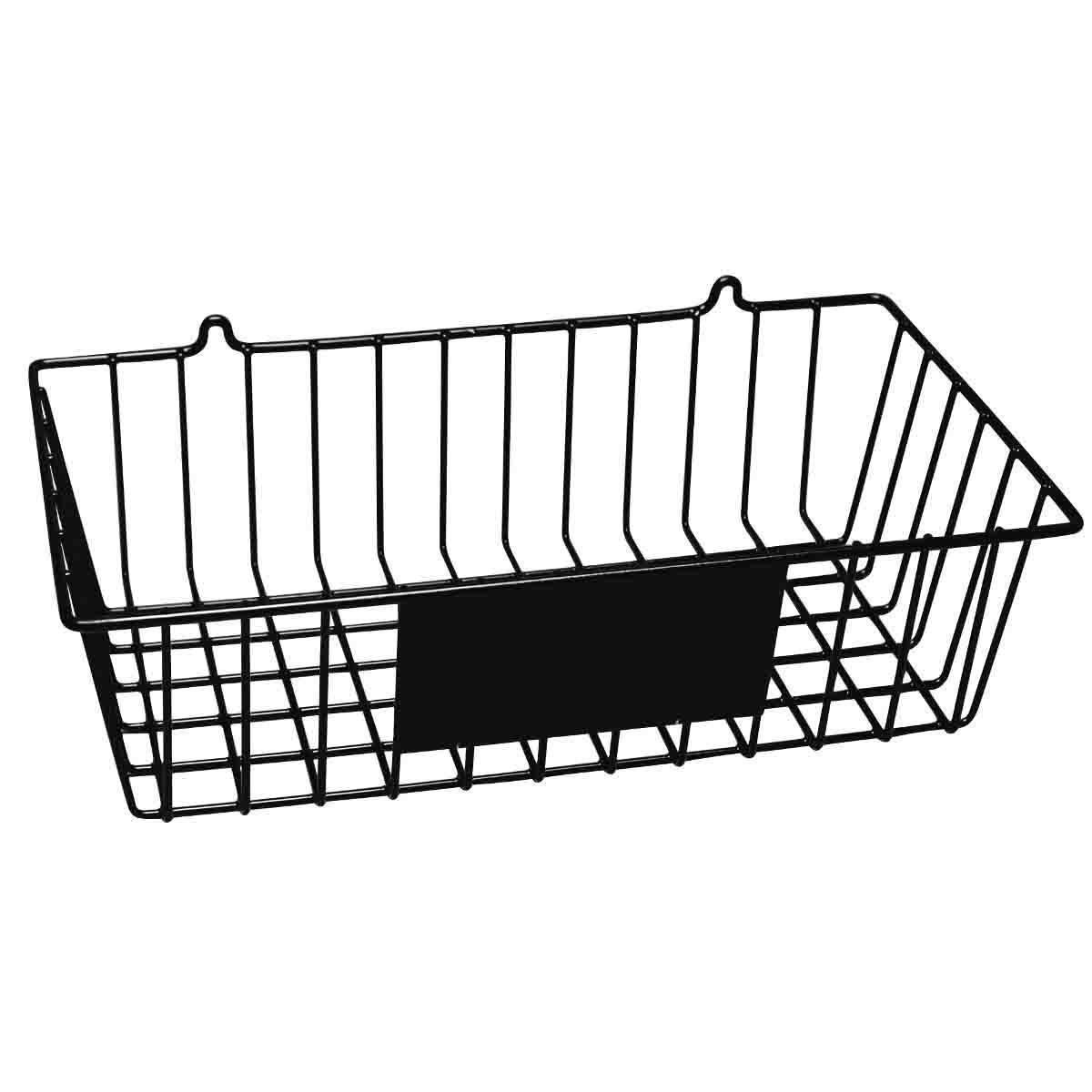 Wire Basket, Unfilled Wall Mount, 15-3/8 Inch Width, 8-3/4 in Depth, 14-1/2 Inch Height, Steel, Black, PVC Coated