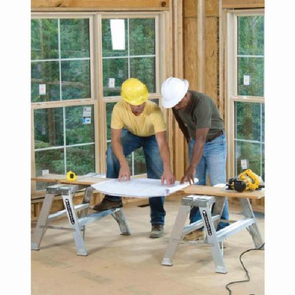 Step Ladder, Type IA Sawhorse, Series: L-2032, 3 ft Overall Height, 300 lb, Aluminum, 2 Steps, 37 in Top Step Height, 34-1/2 in Base Width