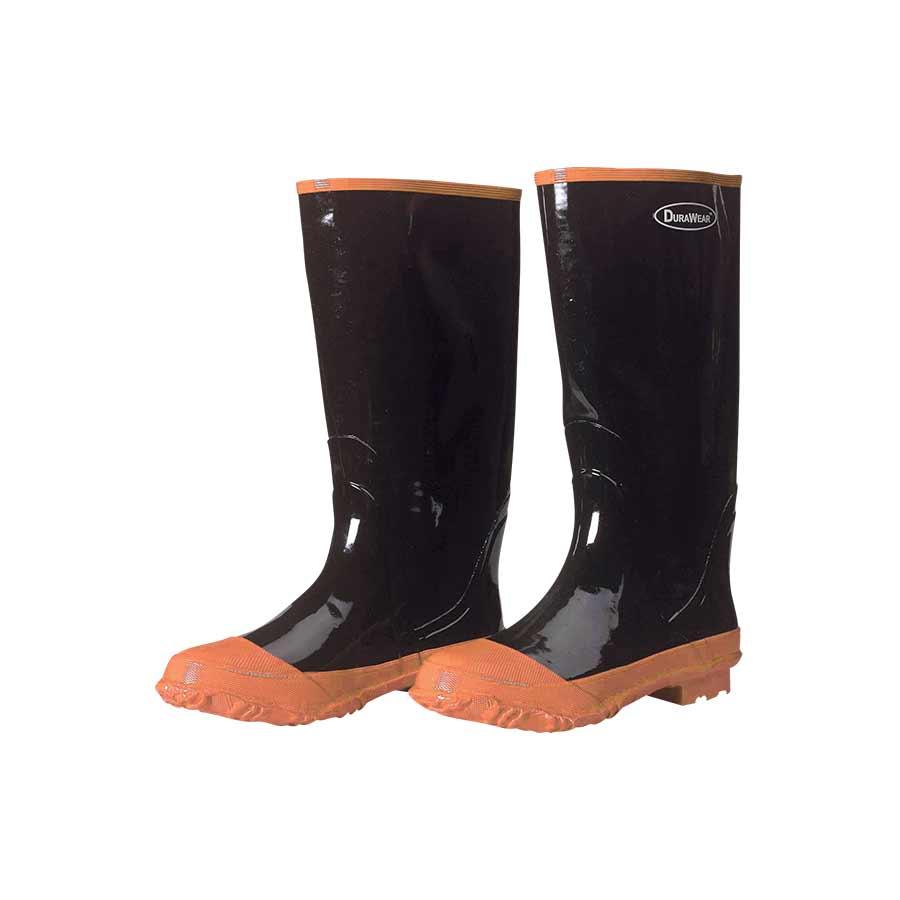 Boot, Series: 1500, SZ 10 Size, 16 in Height, Black/Orange, Fabric Upper, Rubber Midsole, Steel Shank