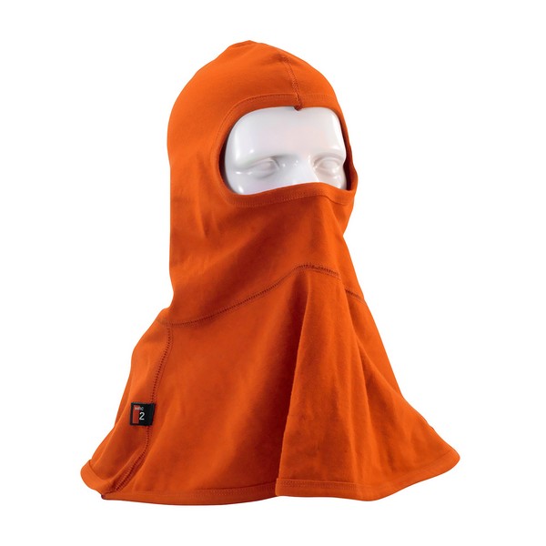 Arc and Flame Resistant Balaclava, Single Layer, Universal, Orange, 17-1/4 in Length, Interlock Cotton Knit, 6.5 oz Fabric Weight, Full Face Closure
