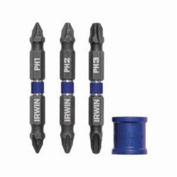 Power Bit Set, Double End, 4 Piece, For Use With: Impact Drivers and Quick-Change Chucks, 1/4 in Shank, Cold Forged Steel, Black Oxide