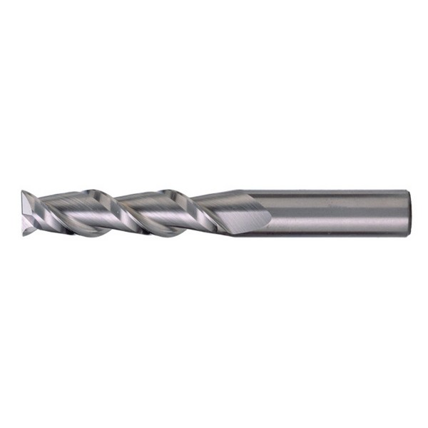 High Performance End Mill, Center Cutting High Helix Regular Length Single End Square End, Series: HPAM-2, 1/8 in Diameter Cutter, 1-1/2 in Overall Length, 3/8 in Length of Cut, 2 Flutes, Spiral Flute, 1/8 in Shank Diameter, Right Hand Cuttin