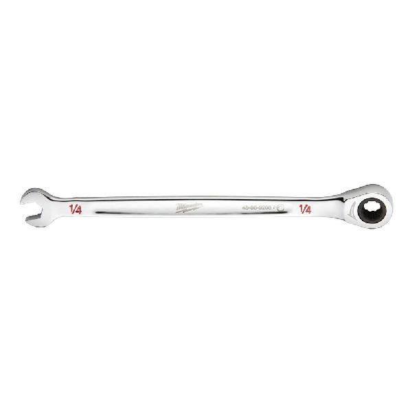 Combination Wrench, Ratcheting Standard Length, Measurement System: Imperial, Open End Wrench, 1/4 in Wrench Opening, 12 Points, 5.28 in Overall Length, Ergonomic Handle, Steel