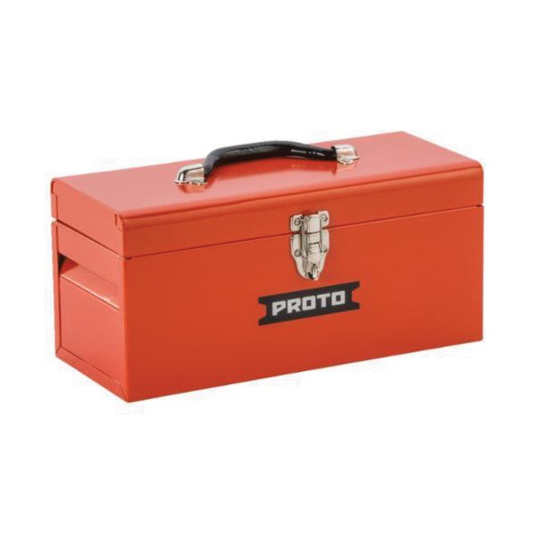 Tool Box, General Purpose Portable, 6 in D, 6-1/2 in Height, 546 cu-in, Side Handle, Steel, Powder Coated, Red