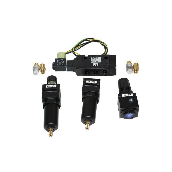 Control Kit, Specifications: 1/4 in NPT Port, Internal Piloted, 1/8 in In-Line Mount, 0 to 125 psi Operating Pressure, 0.188 in Dia Orifice, Spring Return, Wire Ends/Conduit Connection, 1 Cv Factor, 120 VAC 50/60 Hz at 6.3 W Input Power, Electric Act