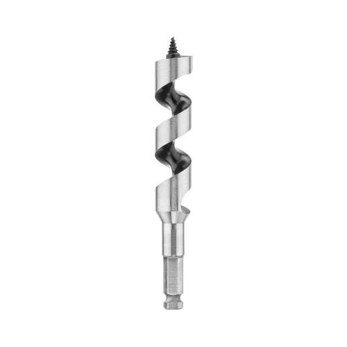 Power Ship Auger Bit, Long, Drill Style: Auger, 1-3/8 in Diameter, 17 in Overall Length, Hollow Center Flute, 12 in Flute Length, 7/16 in Shank, Ball Groove/Hex Shank, Alloy Steel, Bright, Silver